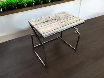 Rustic Distressed Wood And Iron Table