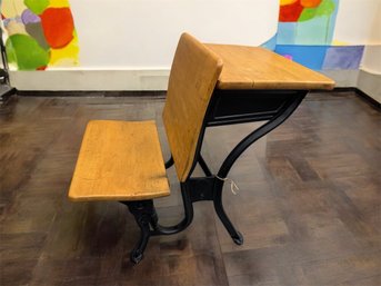 Antique Wood Grammar School Desk