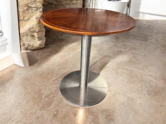 Vaughan Benz Mahogany Bistro Table, Stainless Steel Base