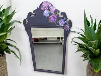 Antique Mirror Painted With Transfer Flowers