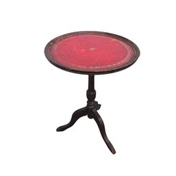 Antique Mahogany English Leather Topped End Table