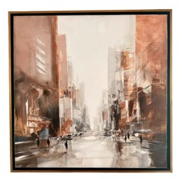 Original Abstract Cityscape By Richard Poumelin - Warm Hues