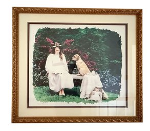Large Gilded Frame With Girl And Dog Entitled 'Favorite Things'