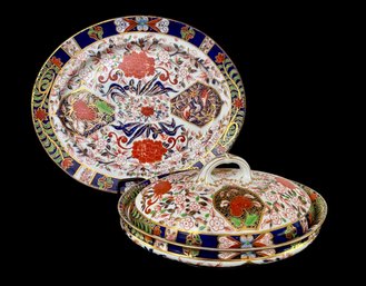 Royal Crown Derby Imari Patten Covered Dish And Platter