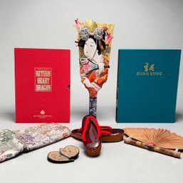 Asian Handcrafted Fan, Vintage Ear Warmers & Souvenir Group