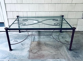 Vintage Wrought Iron Glass Top Coffee Table