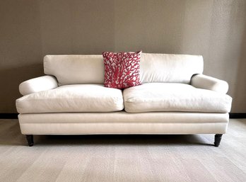 Custom Down Coastal Style Sofa In Brushed Cotton Velvet Sofa