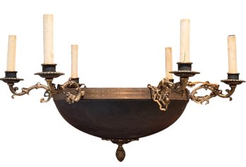 Antique French Empire Style Chandlier W Ornate Brass  Arms