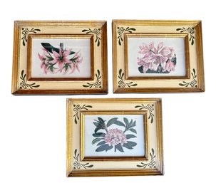 Floral Trio In Handpainted Frames.