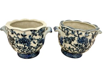 Pair Of Vintage United Wilson Porcelain Jardinieres