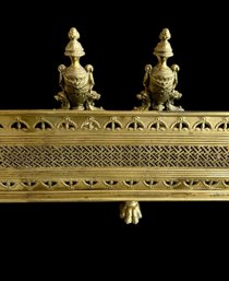 Vintage Brass Fire Fender And Andirons