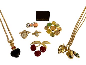 Fabulous Joan Rivers Designed Brooches & Pendant Necklaces Including Rhinestone Cherries