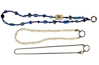 Eyeglass Holder Necklaces Included Mahjong- Style Blue Beaded