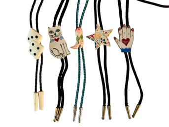 Vintage Bolo Ties, Some With Ceramic Slides
