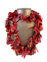 Ricka Mac Red Fuchsia Leather & Button Necklace, Bracelet & Earring Set (1992)