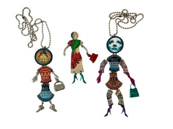 Bottle Cap Designed Doll Pendants By Artisan Janet Cooper