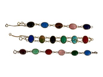 Three Gemstone Scarab Bracelets