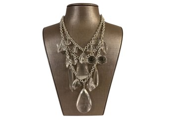 Fabulous Lucite & Sterling Silver Bib Necklace