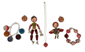 Collection Of Eclectic Vintage Bottle Cap Jewelry