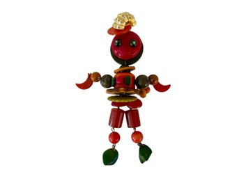Whimsical Bakelite Figural Brooch By Artist Jan Carlin