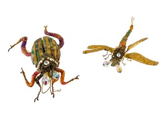 Sculptural Beetle & Dragonfly Brooches