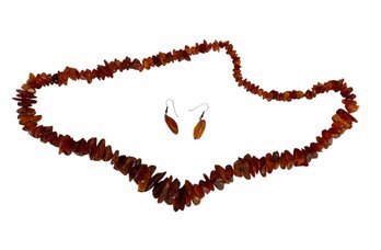 Baltic Amber Opera Length Necklace & Earring Set