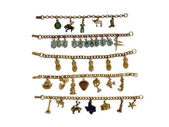 Five Vintage Themed Charm Bracelets