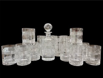 Ralph Lauren Crystal Glen Plaid Decanter And Barware (22 Pcs)