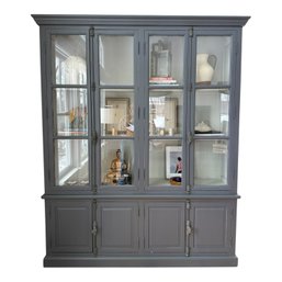 Painted 2 Piece Hutch With Class Doors