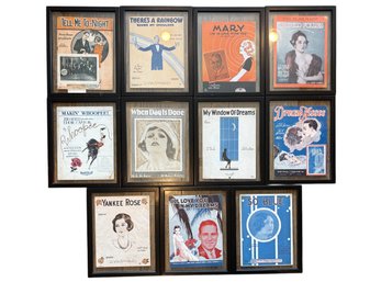 Twelve Framed Mid Century Sheet Music & Theater Programs