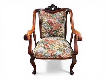 Antique Victorian Reupholstered Parlor Chair