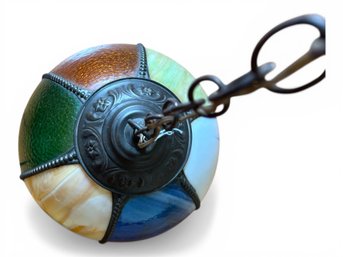 Mid Century Slag Glass Pendant Light