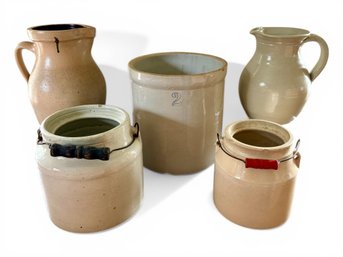 Collection Of Vintage Stoneware Crocks & Pitchers