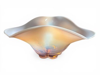 Pink Opalescent Ribbon Bowl