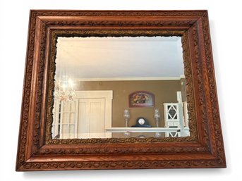 Beautiful Antique Carved Wood Frame Wall Mirror