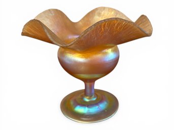 Early 1900s Tiffany Studios Favrile Glass Compote, Signed L.C. Tiffany - Favrile 4352D