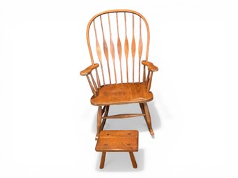 Well Made Windsor Style Rocking Chair & Cushman Colonial Footstool