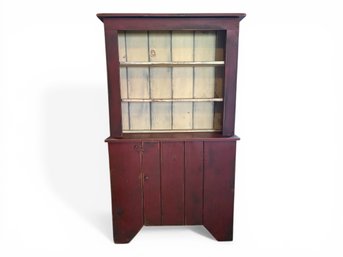 American Country Burgundy Shallow Pine Hutch