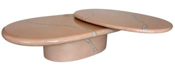 Postmodern Faux Marble Sculptural 360 Degree Swiveling Coffee Table