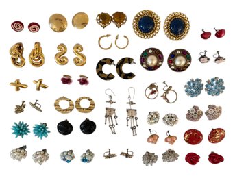 Large Collection Of Vintage Fashion Earrings