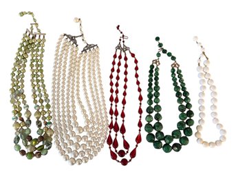 Mid Century Choker Length Beaded Necklaces