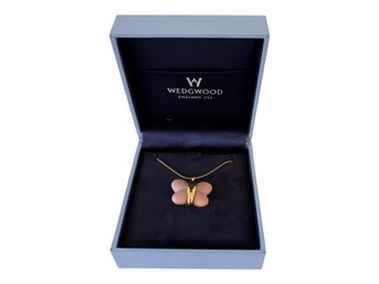 Wedgwood Pink Jasperware Butterfly Pendant Necklace
