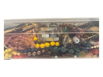 Bin Filled With Beads & Jewelry Items