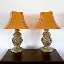 Pair Of  Carved Lamps