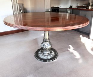 Cherry Top Round Table On Metal Base