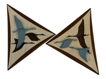 Pair Of 1960s Burwood Products Flying Geese Wall Plaques