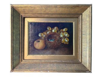 George Crisp, British (1875-1916) Oil On Canvas Still Life With Bird's Nest, Signed & Dated 1869
