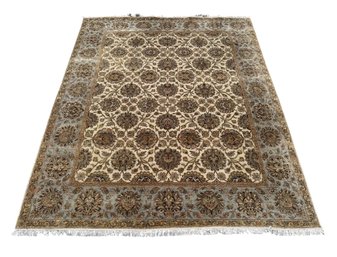 Beige Oriental Style Floral Pattern Area Rug
