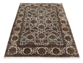 Large Agra Inspired Blue And Off White Area Rug