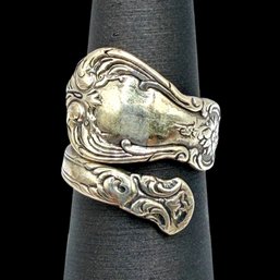 (A196) Sterling Silver Flatware Ring, Size 6